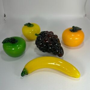Vintage Art Glass Fruits - Set of 5